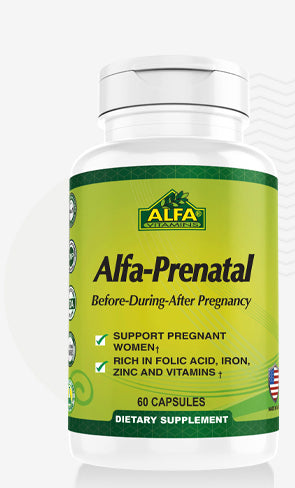 Alfa Prenatal Vitaminas y minerales antes,durante y después del embarazo